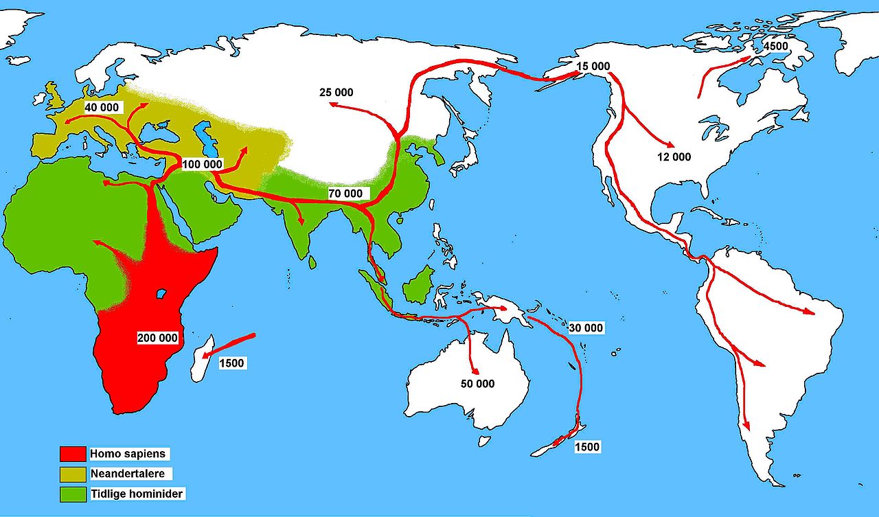 Early human migration of Homo sapiens