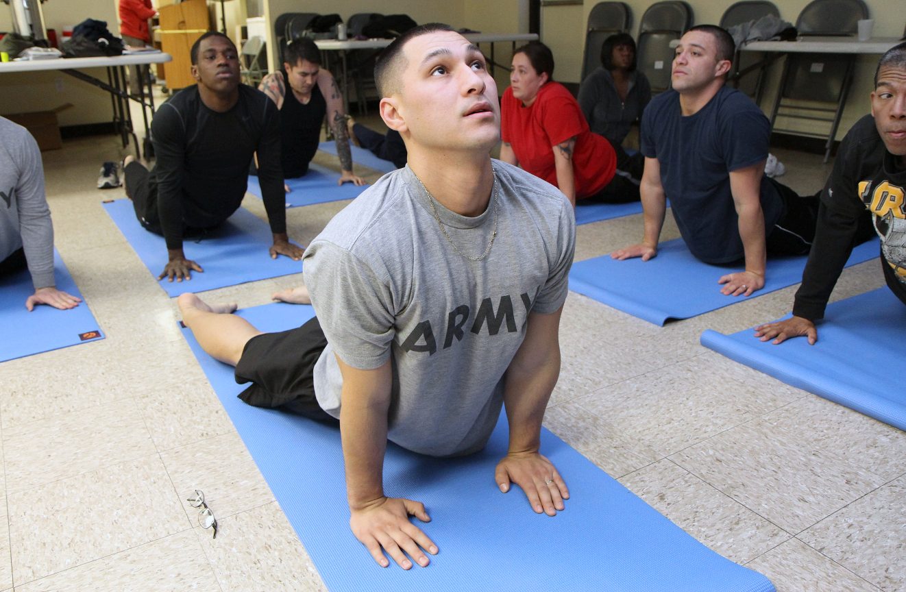 A Staff Sergeant practices yoga.