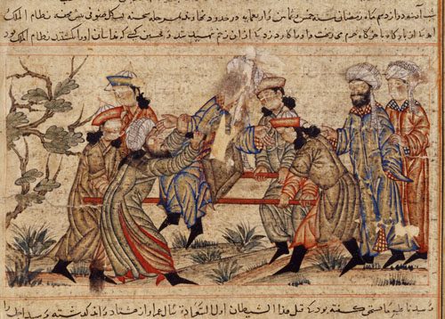 A 14th-century painting of the successful assassination of Nizam al-Mulk.