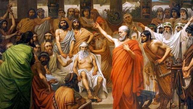 Socrates addresses the Athenian assembly