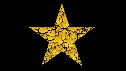 A gold star with fractures.