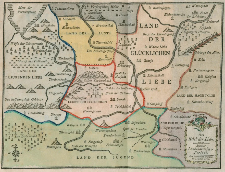 Johann Breitkopf’s 18th-century map of the "Empire of Love"