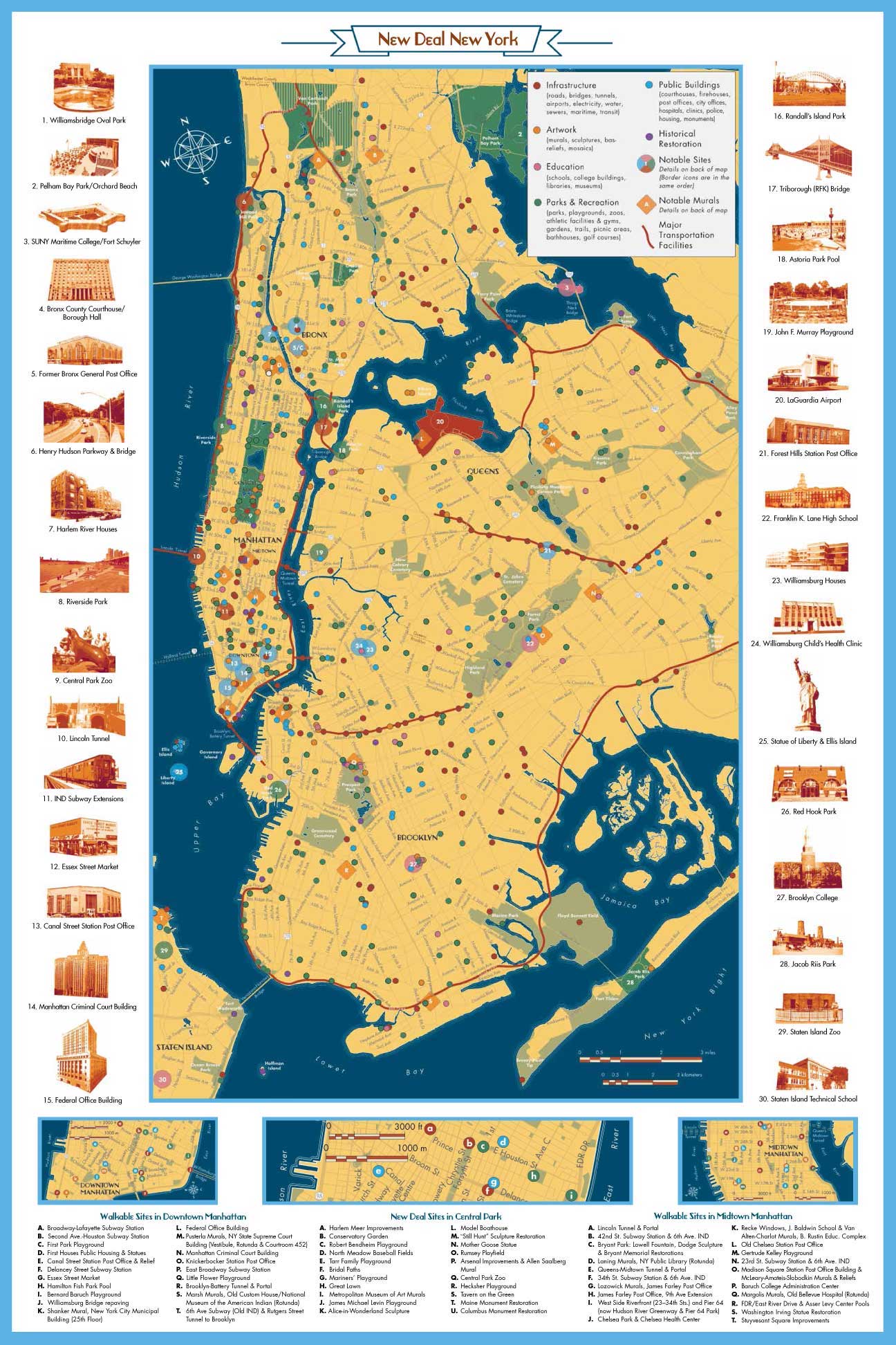A map of New Deal sites in New York City