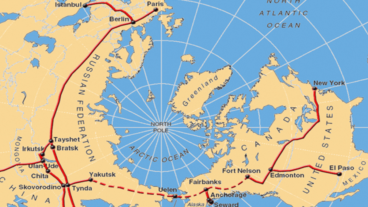 a map with a red line on it.