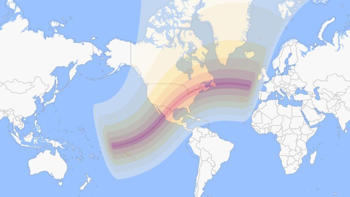 map of earth eclipse path April 8 2024
