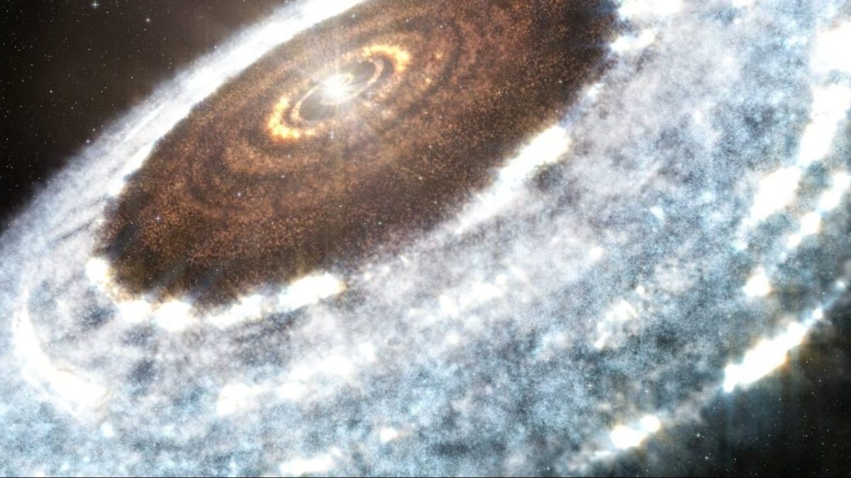 a very large spiral shaped object in the sky.