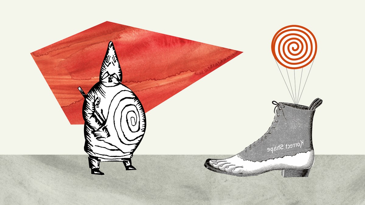 a drawing of a person standing next to a pair of shoes.