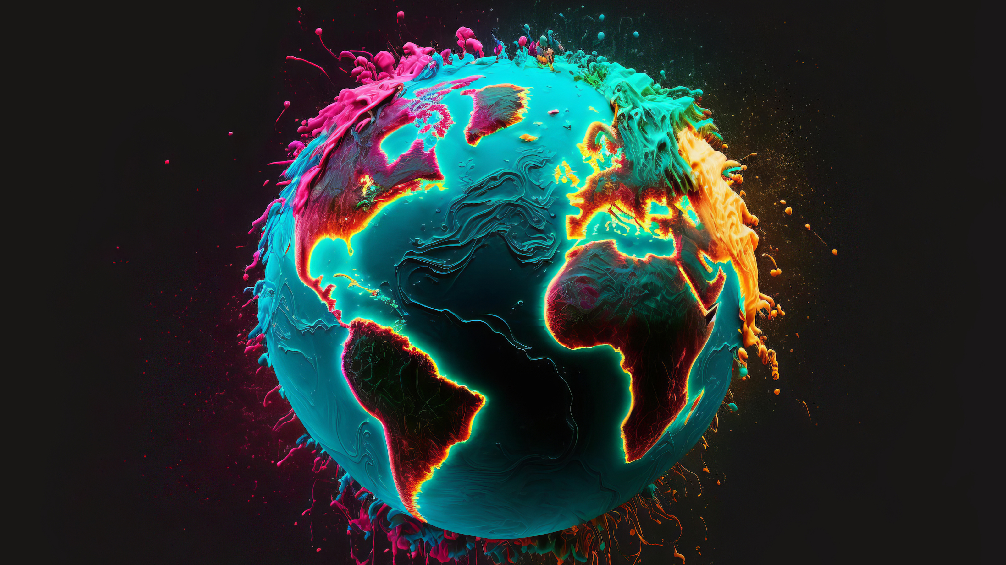 a multicolored image of the earth on a black background.