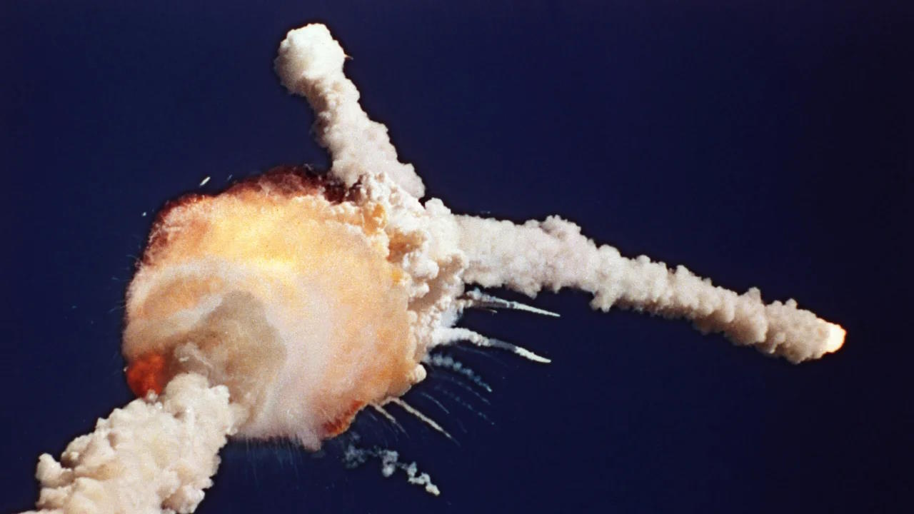 Photo of the Space Shuttle Challenger explosion