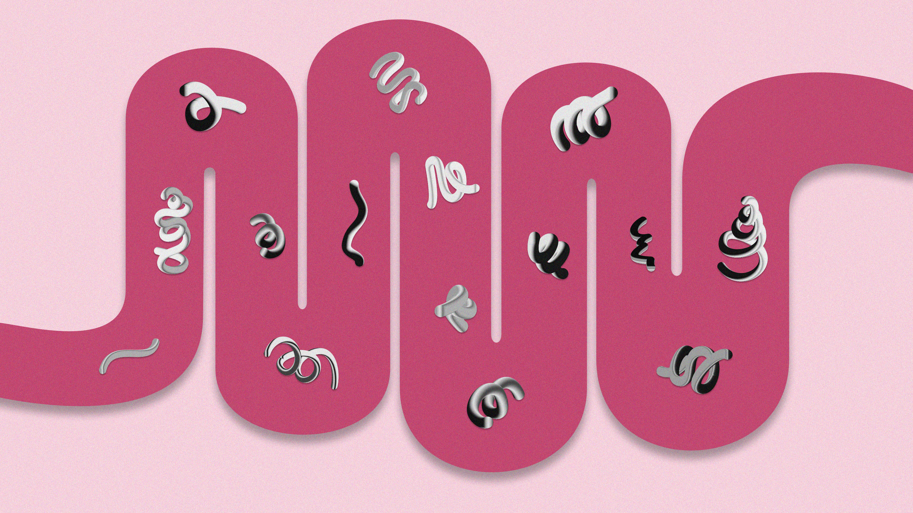 a number of different types of numbers on a pink background.