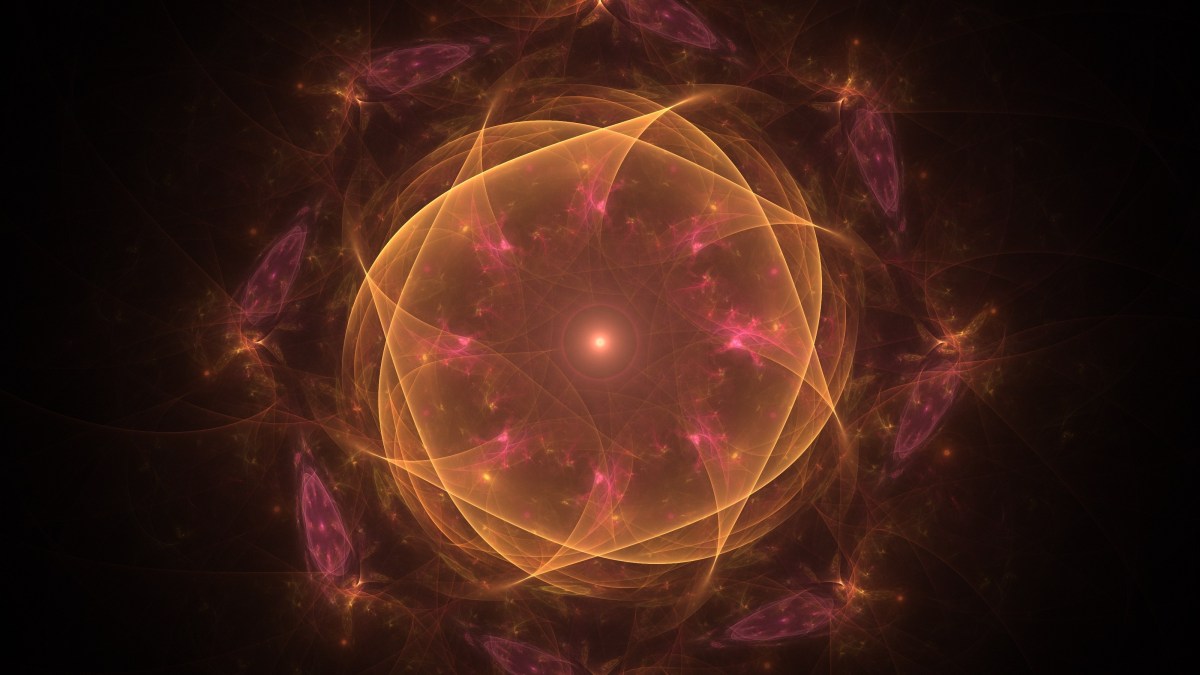 A fractal image of an orange and yellow flower.