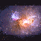 A vibrant image of a galaxy with clusters of population II stars, showing second-generation stars in various colors against the backdrop of space.
