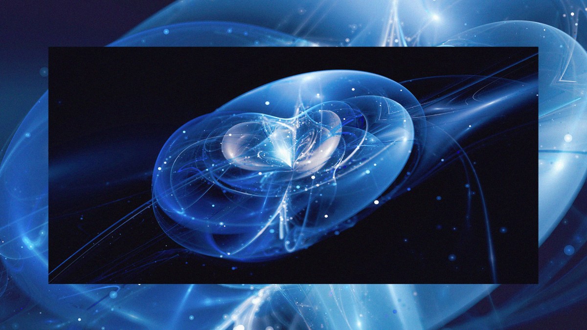 An image of a blue sphere with a black background showcasing particle physics research.