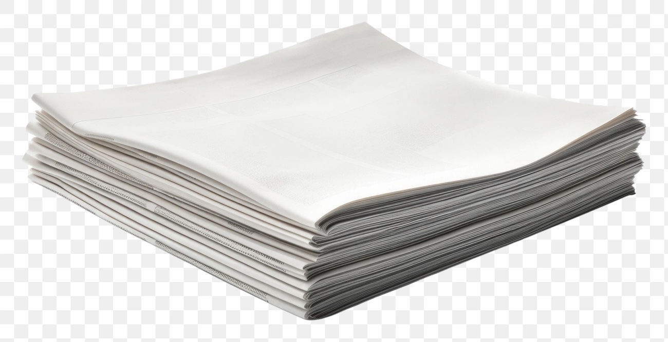 A stack of folded white paper on a white background.