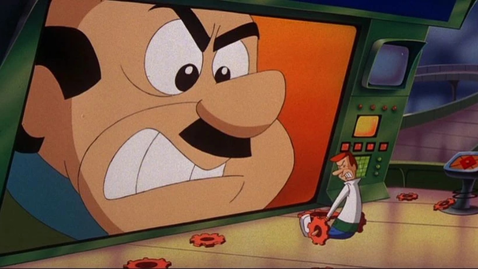 Cartoon of a man in a room.