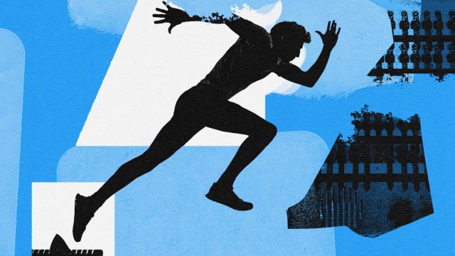 A man displaying conatus while running in the air.