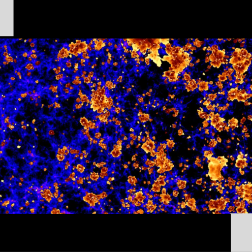 Fractal pattern with a stark contrast of vibrant orange and deep blue hues, designed to make the universe visible.