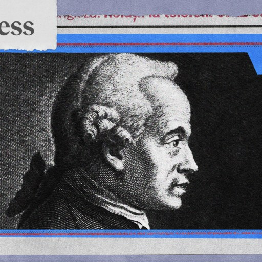 Black and white illustration of Kant.