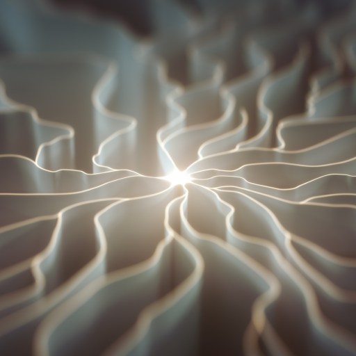 Abstract image featuring glowing lines radiating outward, creating a wave-like, undulating pattern.