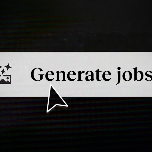 Cursor pointing at a button labeled "Generate jobs" with an icon of a photo and sparkles.