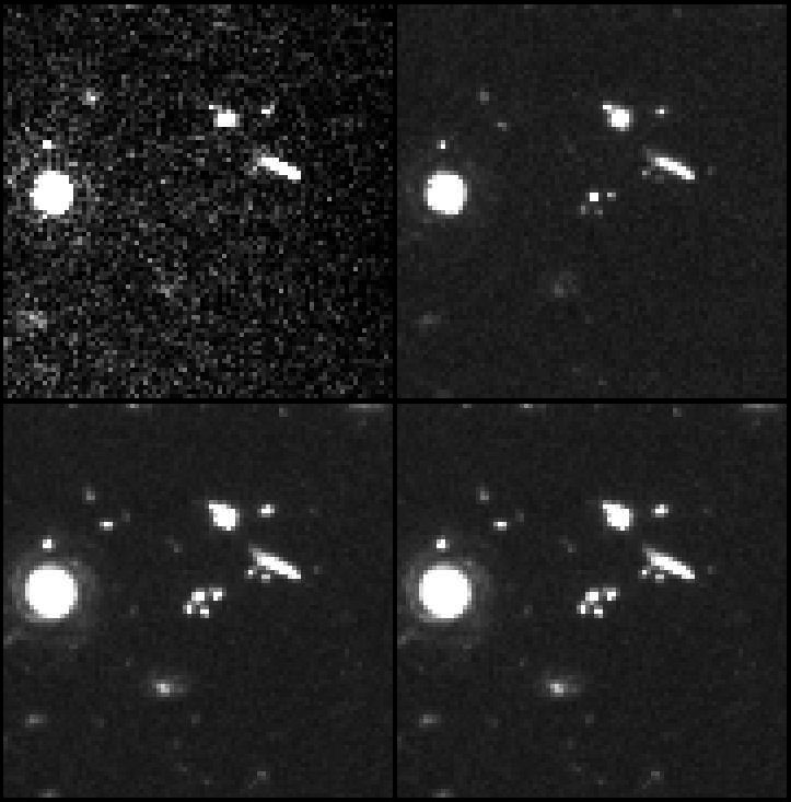 Four black and white images from NASA illustrate a small celestial object moving against a starry background, revealing its path across space—perhaps one of the most important sequences in astronomical history.