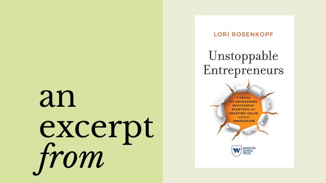 The book cover of "Unstoppable Entrepreneurs" by Lori Rosenkopf features a cracked wall, unveiling insights on entrepreneurship, bootstrapping, and innovation.