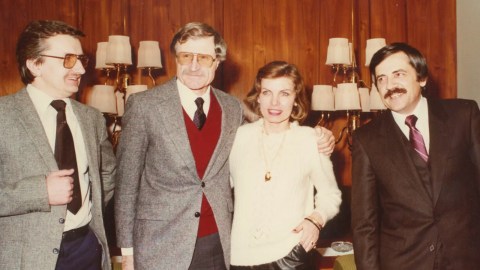Krel and Hana Koecher celebrate with StB colleagues after returning to the Eastern Bloc.