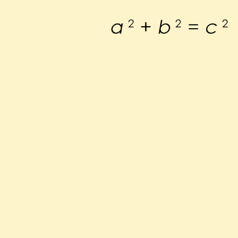 The Pythagorean theorem, a² + b² = c², is written in black text on a light beige background, illustrating classic pythagorean runs.